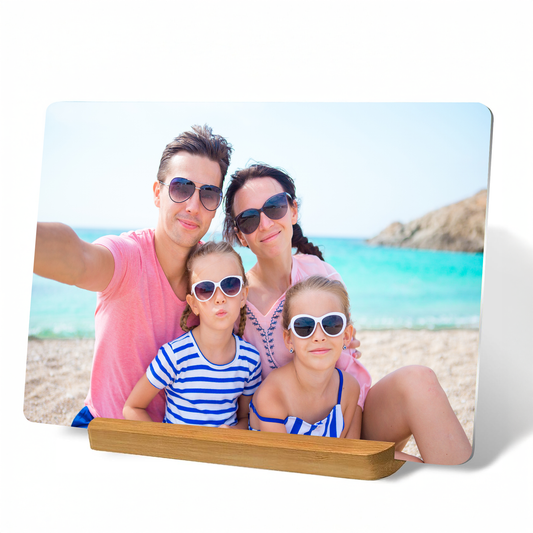 Custom Metal Photo Prints with Natural Bamboo Base