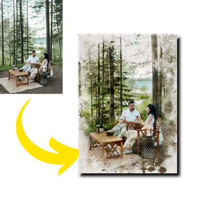 Custom Watercolor Portrait Canvas Prints from Your Photo