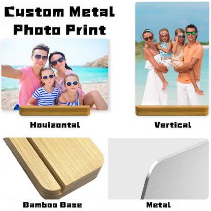 Custom Metal Photo Prints with Natural Bamboo Base