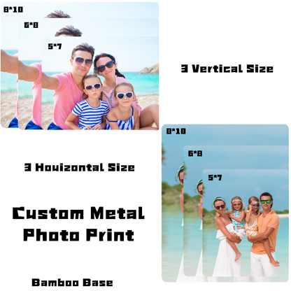 Custom Metal Photo Prints with Natural Bamboo Base