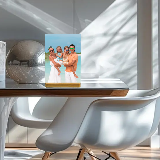 Custom Metal Photo Prints with Natural Bamboo Base