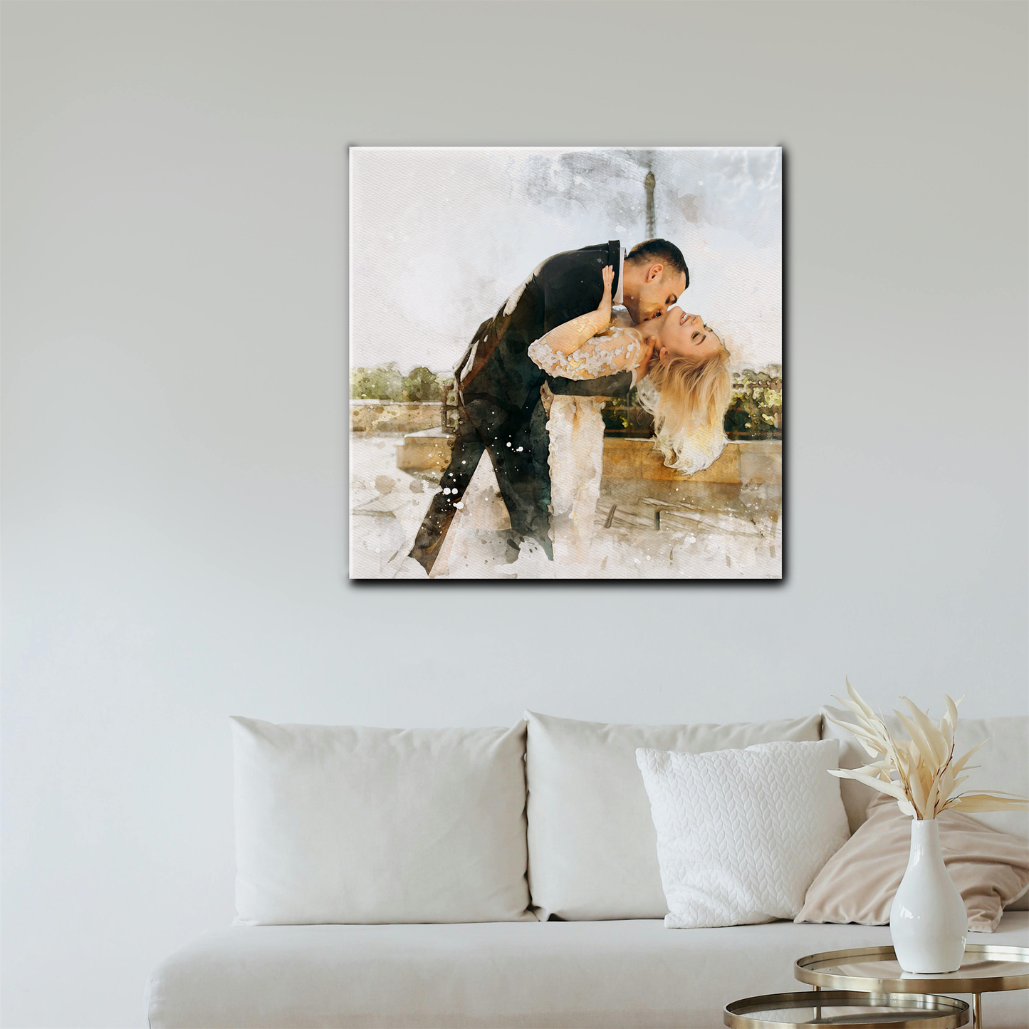 Custom Watercolor Portrait Canvas Prints from Your Photo