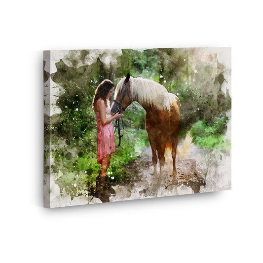 Custom Watercolor Portrait Canvas Prints from Your Photo