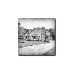 Custom Black White Sketch Portrait Canvas